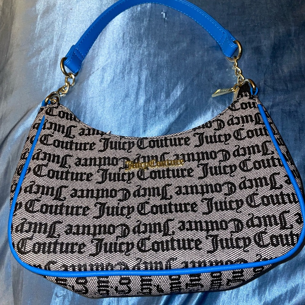 Juicy Couture Items Shoulder Bag Gothic Logo Black Beige/French Blue One Size